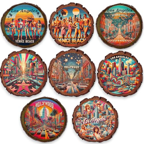 Los Angeles Souvenir Gits - Paquete a granel de imanes de nevera grandes de Los Ángeles, regalos de madera de Los Ángeles, paquete a granel de imanes de nevera, regalos de recuerdo de California de
