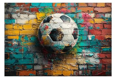 IEPOZWA Banksy Street Art Wanddekoration, Farbiger Fußball Wandbild Kunstdruck Wanddeko Wand Wohnzimmer Deko Kunst Modern Textur FüR BüRo - 40x60cm Ungerahmt