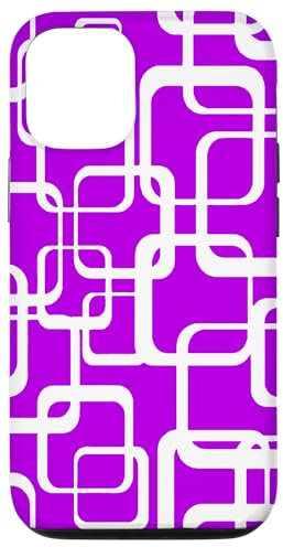 Hülle für iPhone 14 Retro MCM Quadratisches Motiv Vintage Muster 4 Flieder