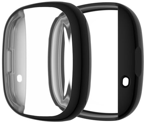 Hülle für Fitbit Versa 3/Sense Schutzfolie Schutzhülle, Silicone TPU Displayschutz Case Cover, Anti-Kratz Anti-Staub Schutz Gehäuse für Fitbit Versa 3/Sense (Black)