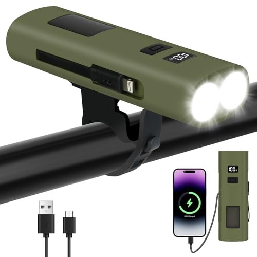 Ainiv Luz Bicicleta, Luz Delantera Bicicleta Potente LED con 6 Modos, Luces Recargables 3000mAh Tipo C, Linterna Bicicleta A Prueba de Agua para Bicicleta de Carretera, Ciclismo de Montaña, Pesca