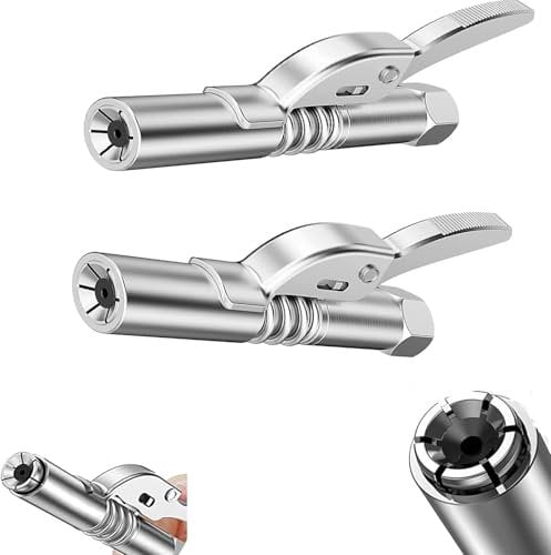 Grease Gun Coupler, High Pressure Grease Nipple Quick Lock-on and Release Grease Gun Tips Heavy Duty 1/8 NPT 12,000 PSI, Grease Nipple Compatible with All Grease Gun Fittings (2 PCS)