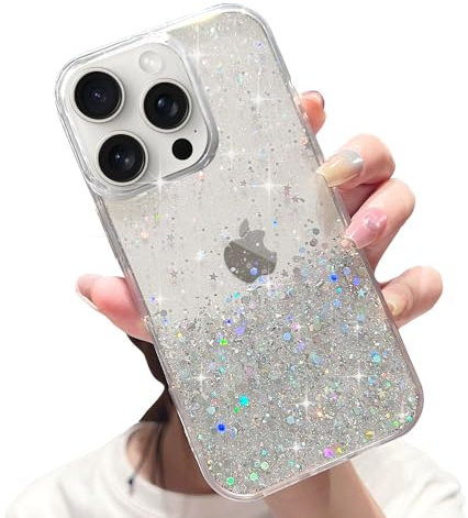 LCHULLE for iPhone 16 Pro Case Girls Women Glitter Bling Clear Cover Cute Crystal Slim Fit Bumper Silicone Phone Case for iPhone 16 Pro 6.3 inch 2024,Clear