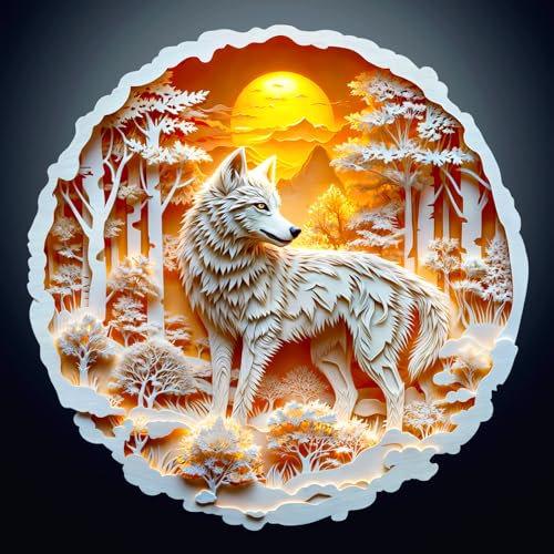 3D Holzpuzzle für Erwachsene, 300 Teile Holzpuzzle Tiere für Erwachsene Kinder, Einzigartiges Tierform Puzzle, 3D Wolf Unregelmäßige und einzigartige Rätsel(L-34 * 33.7cm)