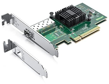 Alwong Carte réseau PCI-E SFP+ 10 Gb, comparable à Intel X520-DA1 (E10G42BTDA), avec puce Intel 82599EN, port SFP+ unique, PCIe X8, adaptateur réseau Ethernet LAN compatible Windows/Linux/VMware