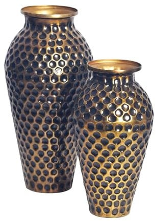 FineBuy Vase 2er Set Aluminium Gold Amphore, Blumenvase