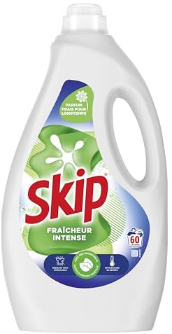 Skip - Lessive Liquide Fraicheur Intense - Action Détachante Efficace - impeccable, éclatant et délicatement parfumé - 60 Lavages