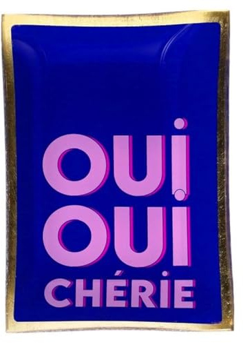 Love Plates, Glasteller M, Motiv: Oui Oui Chérie, dunkelblau 10x0,8x14,2cm