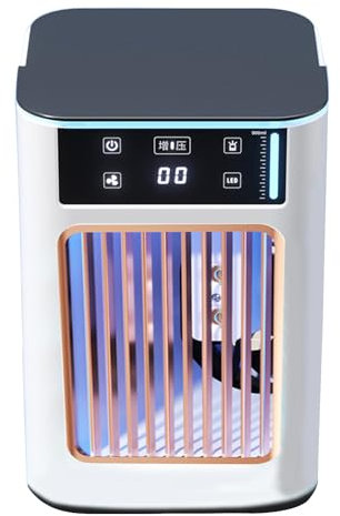 Wkldjf Ventilador de aire acondicionado portátil con luz de respiración para el hogar, enfriadores de aire recargables por USB con tanques de agua de 900 ml