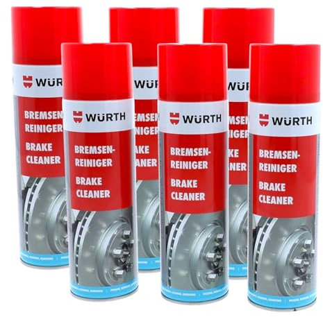 Würth Limpiador de Frenos 500 ml – Pack de 6 Unidades | Limpieza Técnica Rápida de Pastillas, Discos y Superficies Metálicas | Uso Profesional y Automoción