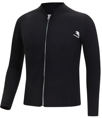 MSemis Herren Neoprenanzug Oberteil Jacke 2mm Langarm Tauchen Surfen Top mit Frontreißverschluss UV Schutz Beach T-Shirt