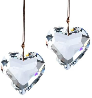 BEAMARKER 2 Stück Herzform Kristall Prisma Sonnenfänger 1.77 Zoll Klares Glas Hängende Sonnenfänger Party Hochzeit Geburtstag Dekoration Anhänger für Zuhause Innen Außen Fenster Garten Terrasse