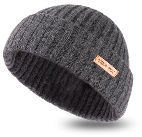 PolarWool™ 100% Merino Wolle L/XL/XXL Troyer Mütze Watch Cap Einlagig 3 Styles Warme Winter Strickmütze Herren Damen
