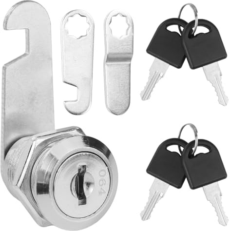 Cerradura buzón para taquillas, cerradura taquilla, cerradura buzon universal, metal, 20 mm, con 4 llaves y 2 placas de bloqueo diferentes, para archivadores, armarios, cajas de herramientas