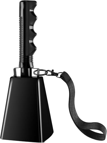23 cm Kuhglocke Große aus Stahl mit 12 cm Handschlaufe, Laute Handglocke Jubelglocke für Fußball Spiele, Sportveranstaltungen, Farm Musikinstrument & Partys – Perfekter Lärmmacher mit Griff (1 Stück)