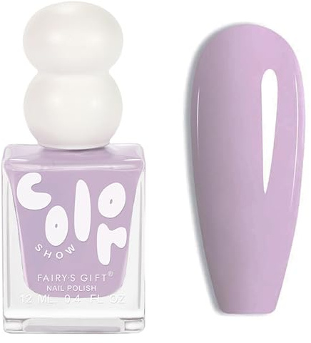 Light Purple Nail Polish - Mauve Nail Polish - Lavender Nail Varnish Quick Dry - Pastel Color High Gloss Nail Varnish Air Fast Drying - 12ml Nail Lacquer Non Gel Oil-Based Nail Art Manicure Home DIY