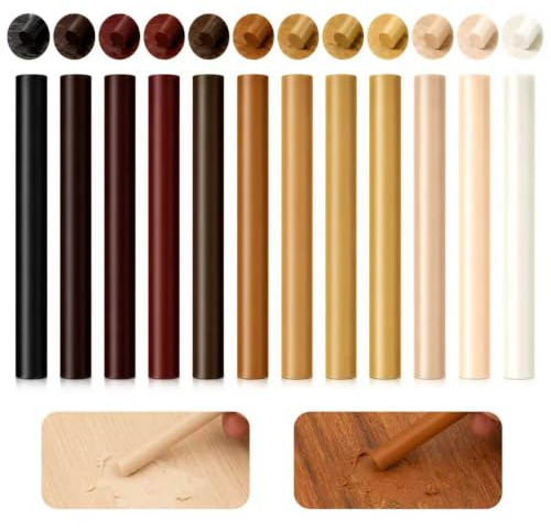 Laminate Floor Repair Kit, Furniture Repair Kit with Wax Filler Sticks | 17 PCS Wood Filler Sticks, Vinyl Floor Repair Kit For Wood Scratch Repair, Cracks, Holes - Dark Oak, Walnut, White
