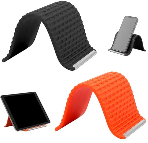 XAVURO Support Téléphone Portable Pliable en Silicone, Support Bureau Universel Antidérapant pour Smartphone et Tablette, Réglable et Ergonomique