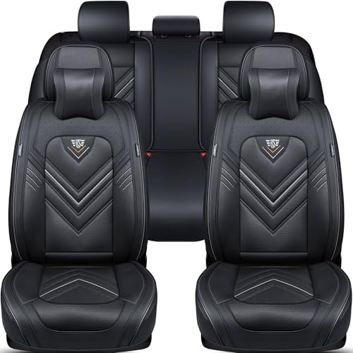Autositzbezüge Universal für PKW & SUV – Premium Schonbezüge Komplettset Schwarz, hochwertig verarbeitet für mehr Sitzkomfort, Airbag-kompatibel Sitzauflage, für Vorder- und Rücksitze