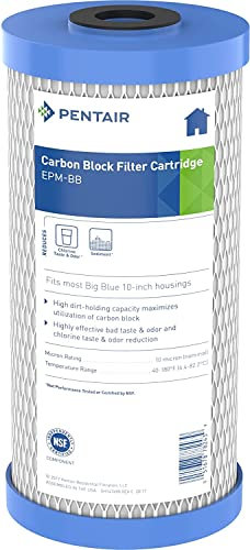 PENTAIR - Cartucce a carbone attivo - Big Blue EPM-BB - Filtro acqua potabile - Riduzione cloro - 9-3/4 x 4-5/8, 10 micron