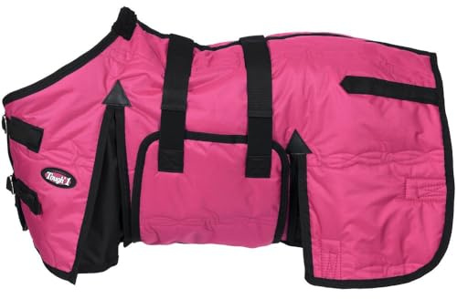 Tough1 600D Miniature Stable Blanket with Belly Wrap - Pink - 42