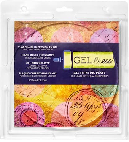 Gel Press Monoprinting Print Plate - 8” Circle (20.3 cm) Gel Plate - Printmaking Supplies - Reusable Gel Printing Plates for Press Art for Card Making, Scrapbooking, Journaling, Arts & Crafts