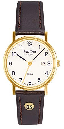 Bruno Söhnle 17-33106-921 Rondo Damen-Armbanduhr, Quarz, Edelstahlgehäuse, Saphirglas, Lederarmband, mit Dornschließe, 3 bar