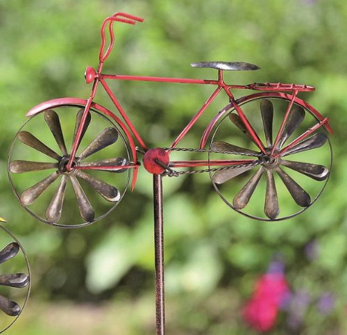 KUHEIGA Gartenstecker Rankstab Fahrrad, rot - Höhe 130cm