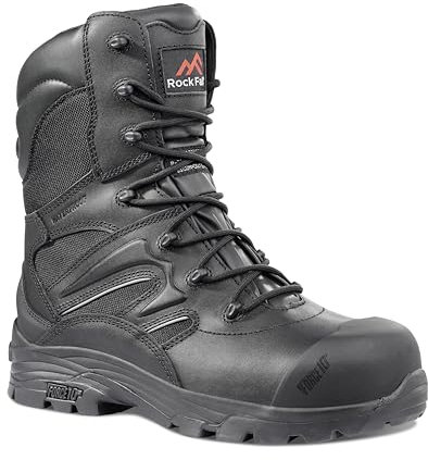 Rock Fall Mens Titanium High Leg Waterproof Safety Boot, Black, 5 UK