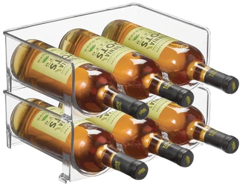 mDesign 2er-Set Flaschenregal – stapelbare Aufbewahrung für Wasserflaschen bzw. Trinkflaschen – ideal als Weinflaschenregal bzw. Weinflaschenhalter mit Platz für je 3 Flaschen – durchsichtig