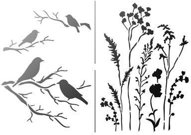 Universal Schablone Gräser & Vögel, Din A4, 900280100