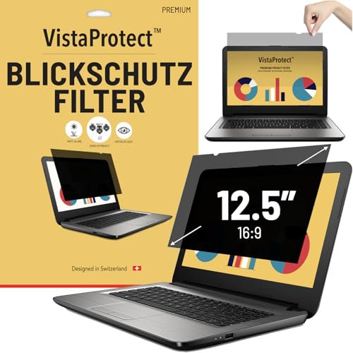 VistaProtect – Premium Blickschutzfilter & Anti-Blaulichtfilter, Privacy Filter Anti Blue Light Blickschutzfolie für Laptops & Notebooks (12.5″ Zoll)