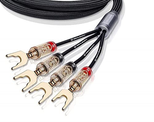 Oehlbach XXL Fusion Four - High-End Bi-Wiring Lautsprecherkabel Stereo Set mit Kabelschuh-Verbinder - Made in Germany - 2 x 4m - schwarz