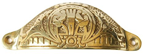 Solid Brass Arts and Crafts Drawer Pull (110mm Wide)