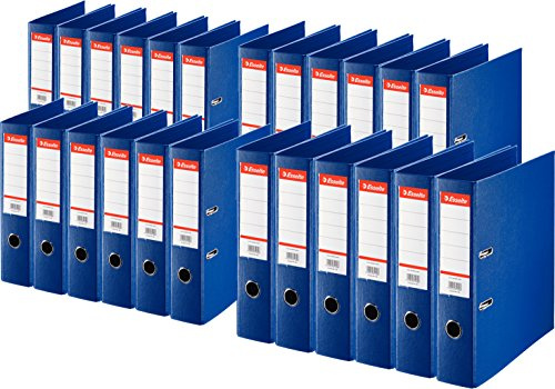Esselte Plastik-Ordner Standard, Din A4, 75 mm, auswechselbares Rückenschild (24er Pack, Blau)