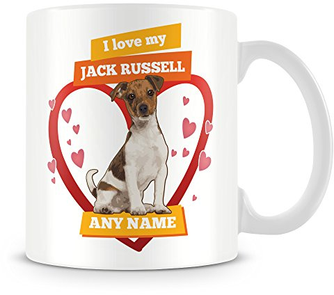 MUGGZ I Love My Jack Russell Dog Mug - Personalised Gift - Customise with Name - Orange