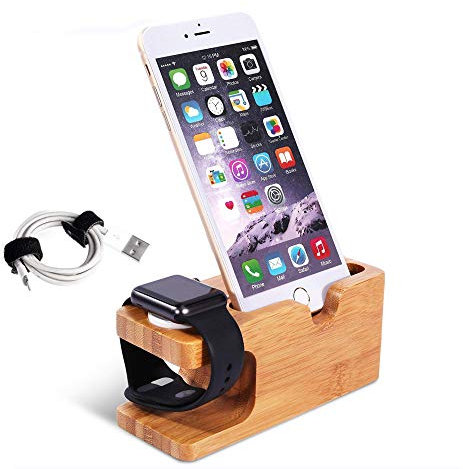 Apple Watch Stand bambù Legna Charging Stazione Compatibile con Apple Watch 44/42/40/38mm e Phone 15 14 13 12 11 PRO Max XS X i8