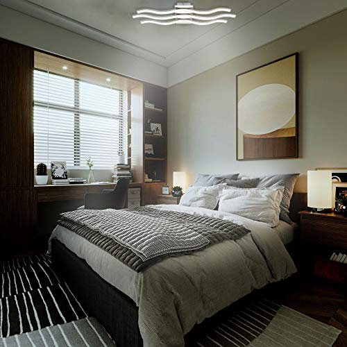 Trango 3131 Design LED-Deckenleuchte Serie *WAVE* I 3 Flammen I dimmbar I modern & chic I in Wellenform I Deckenlampe I 3x 8 Watt LED Modul I 3x 700 Lumen I 3000K warm-weiß I Nickel matt & Chrom