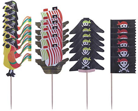 Amosfun 100 stücke Piraten Cupcake Topper Obst Dessert Topper Essen Picks Party Kuchen Dekoration für Geburtstag Baby Shower Halloween Party