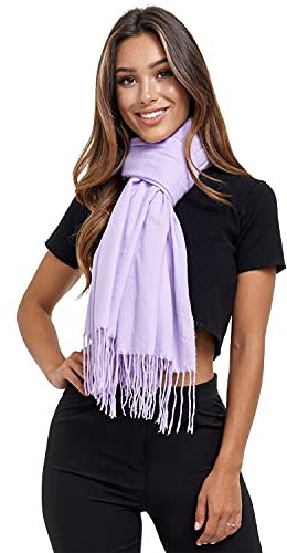 Glamexx24 Schal Damen Winterschal Gefühl Langer Schal mit Fransen Baumwolle Warm Herbst Winter Unifarben Deckenschal und Tücher 200 x 74 cm