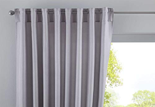 Vorhang Verdeckte Schlaufen Cationic »JENA« HxB 225x140 cm Silber Blickdicht Leinen Optik Gardine Meliert Gardinenband mit Raffhalter, 2019037
