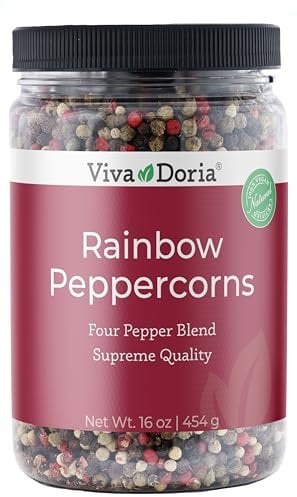 Viva Doria Rainbow Blend Peppercorn, Whole Black Pepper, Whole Green Pepper, Whole Pink Pepper, Whole White Pepper, 454g, For Grinder Refills