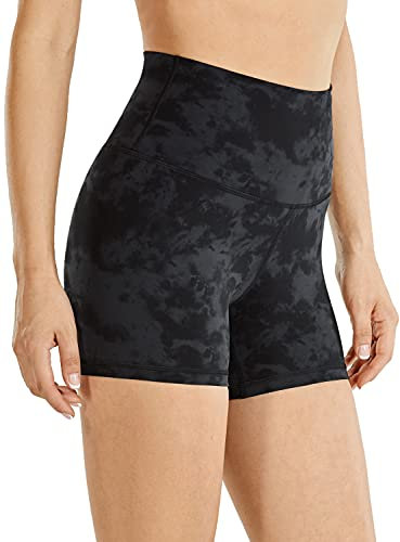 CRZ YOGA Naked Feeling Damen Kurze Yoga Leggings High Waist Blickdicht Fithess Shorts Radlerhose Sporthose - 10cm Der Rauchtintennebel 38