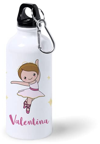 Botella de Aluminio Personalizada Infantil Bailarina Con Nombre (600ml)