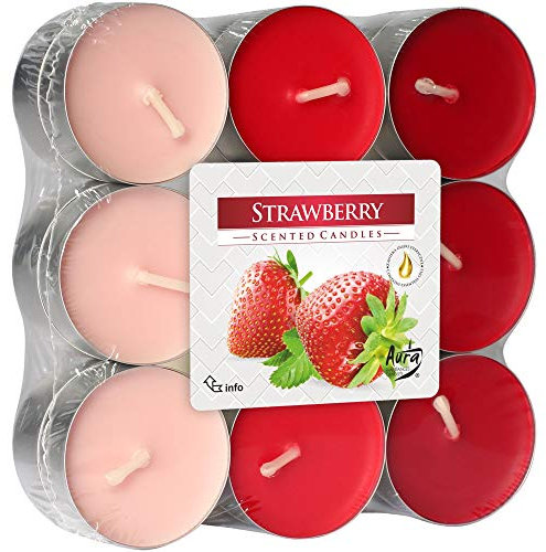 hibuy Duft Teelichter/Duftkerzen - Erdbeeren Duft - Brenndauer 4 Stunden - 18 Stück