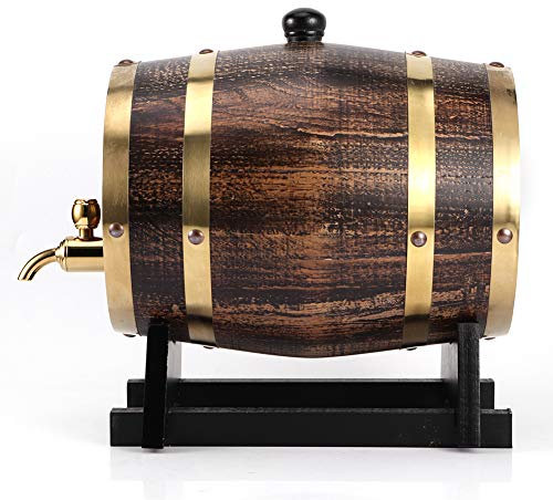 Eichenfass aus Eiche, 3 l, Retro-Stil, Eichenholz, Rotwein, Brandy, Whisky-Fass, Eimer, Behälter mit Wasserhahn