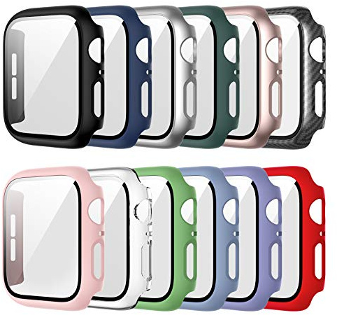 12er Pack Haojavo Hülle Kompatibel mit Apple Watch Series 3/2/1 42MM, Schutzhülle Gehäuse für iwatch 42 MM Smartwatch Case aus Hart Schutz und HD Gehärtetes Displayschutz