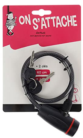 UPFIT - Antivol vélo, moto, trottinette électrique - Cadenas Vélo, Moto - Cadenas pour vélo/moto/scooter/trottinette - Antivol vélo spirale avec verrouillage à clés - Longueur 60cm - ø8mm