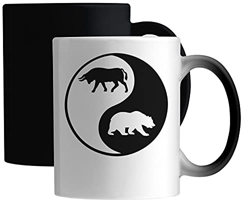 Generic Yin and Yang Styled Stock Market Bear and Bull Keramische magische Tasse Weiß