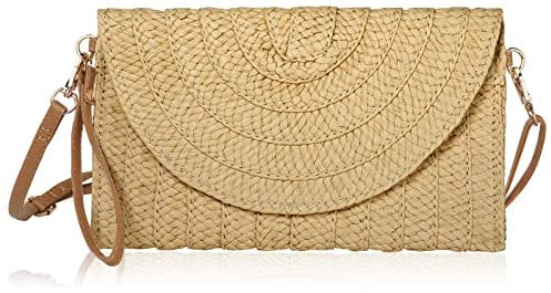 Aucuu Pochette en Paille pour Femme, Pochette d'embrayage avec Bandoulière Réglable, Sac à bandoulière Tissé à La Main Vintage Sacs à Main d'été Plage